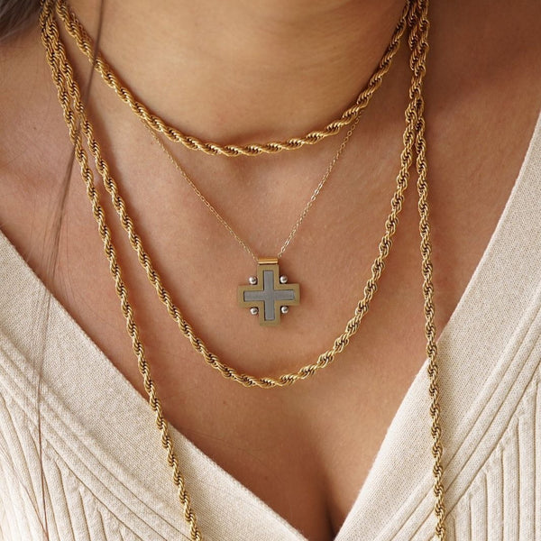 '2 Tone Cross' Necklace - Ibiza Passion