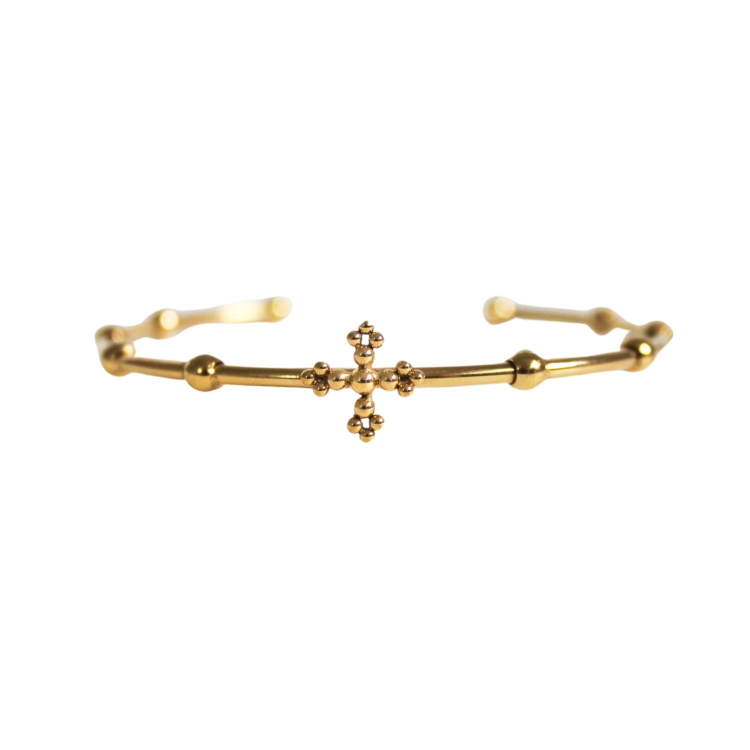 'BELIEF' Rosary Rigid Bracelet - Gold - Ibiza Passion