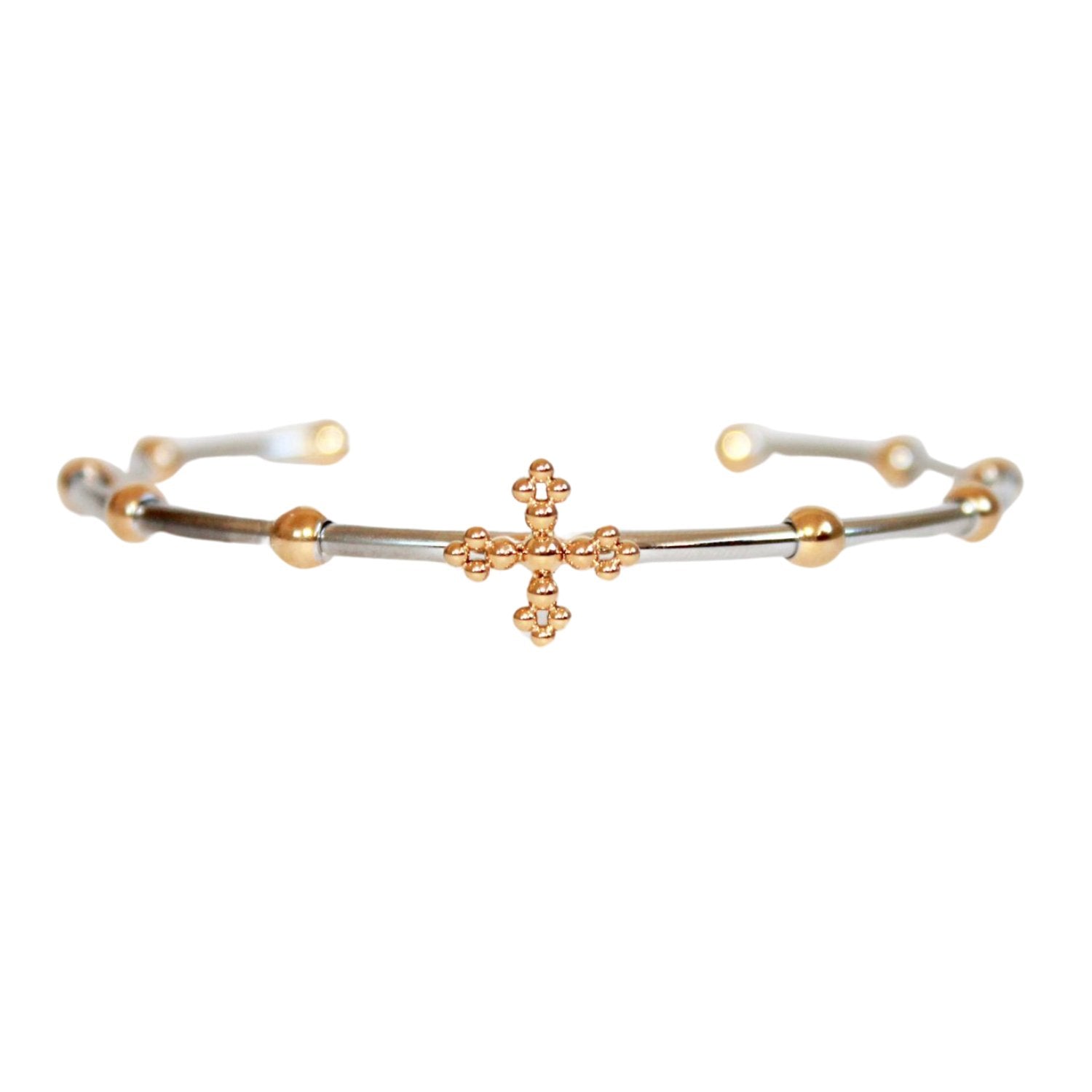 'BELIEF' Rosary Rigid Bracelet - Two Tone - Ibiza Passion