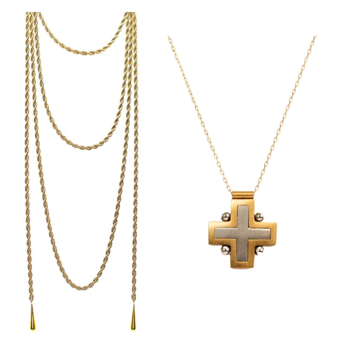 'Mistletoe' & '2 Tone Cross' Necklace - Ibiza Passion