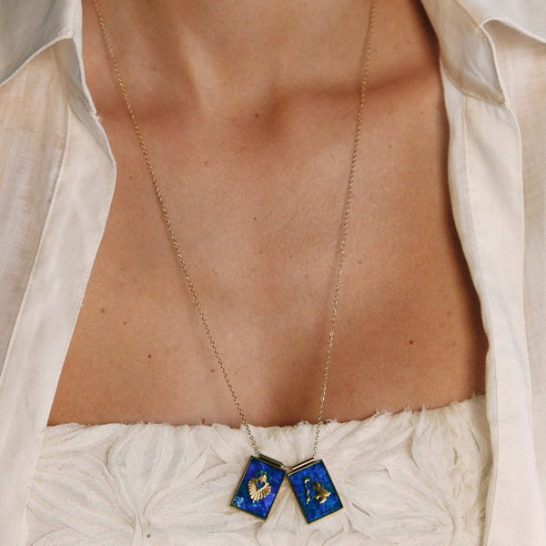 'SCAPULAR' Virgin & Sacred Heart - Lapis Lazuli - Ibiza Passion