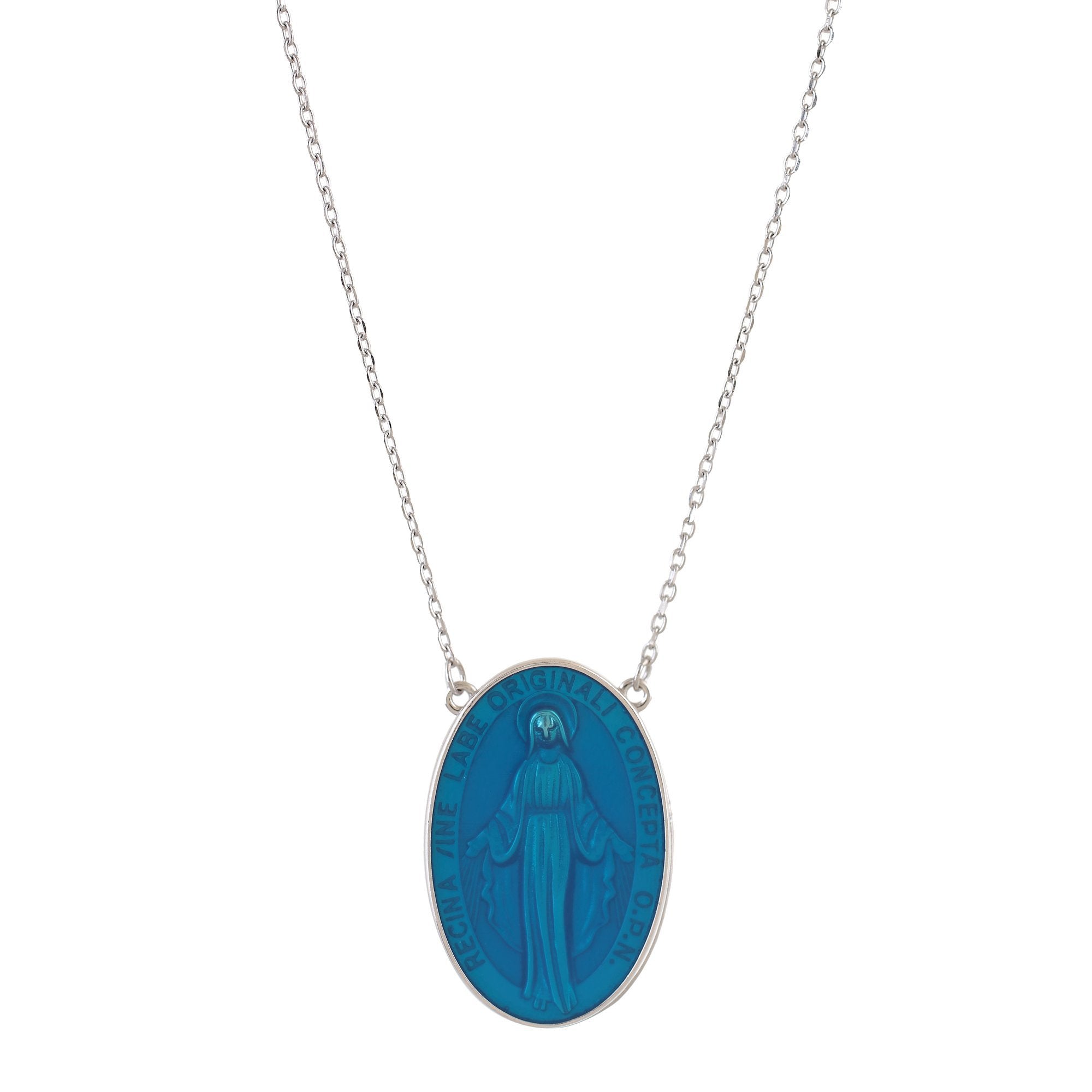 'AVE MARIA' Virgin Enamel Necklace - Silver - Ibiza Passion