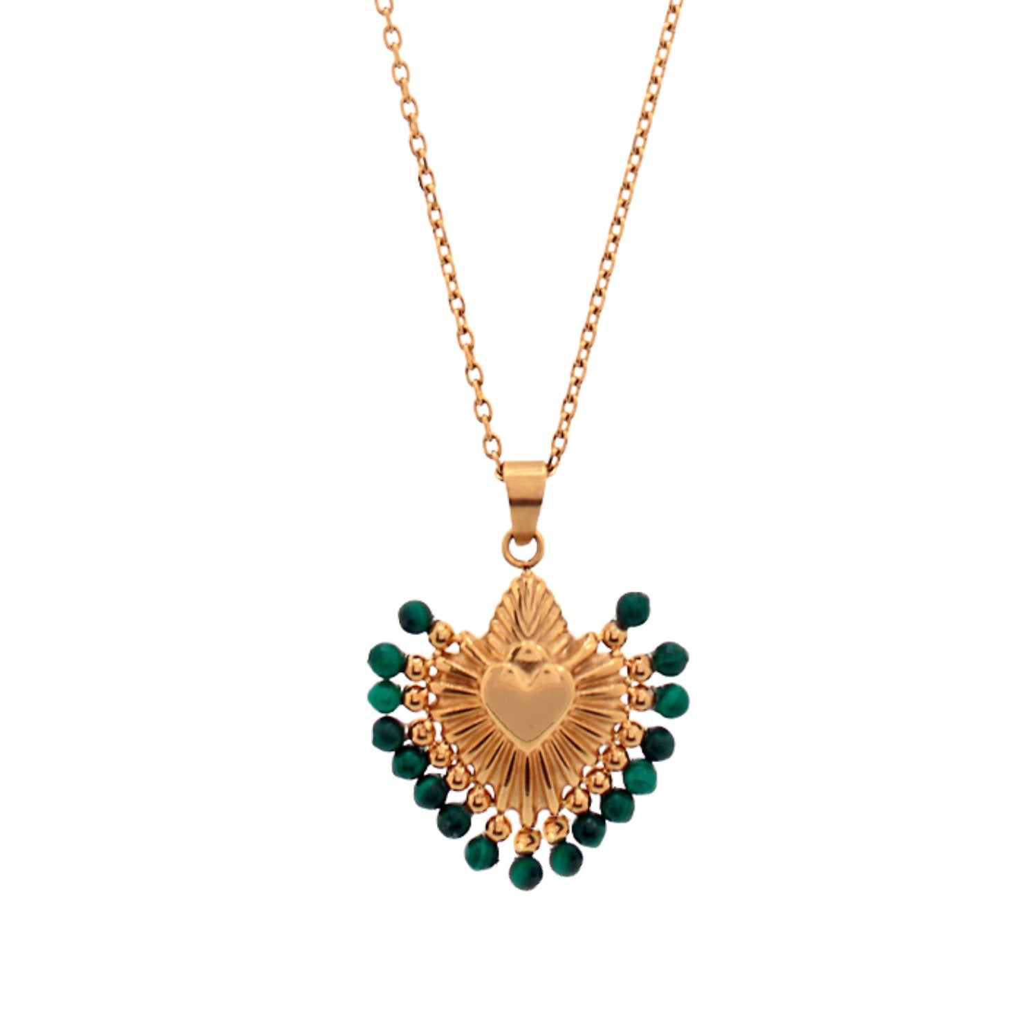 'CUORE' MALACHITE STONES NECKLACE - Ibiza Passion