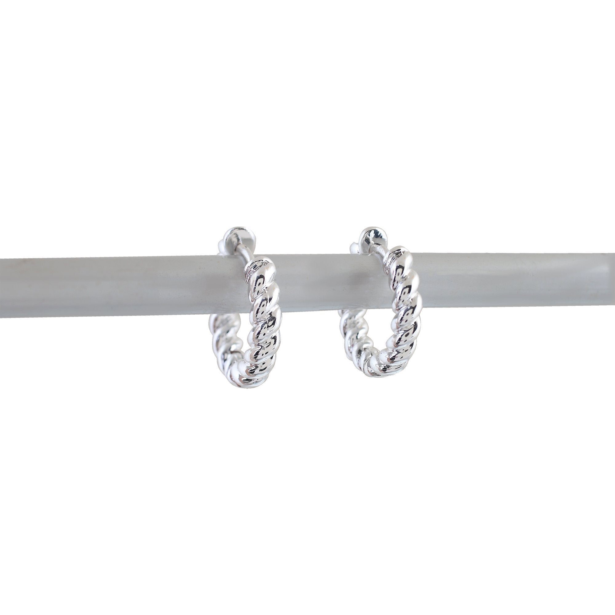 'LET IT FLOW' Twisted Hoop Earrings -Silver- - Ibiza Passion