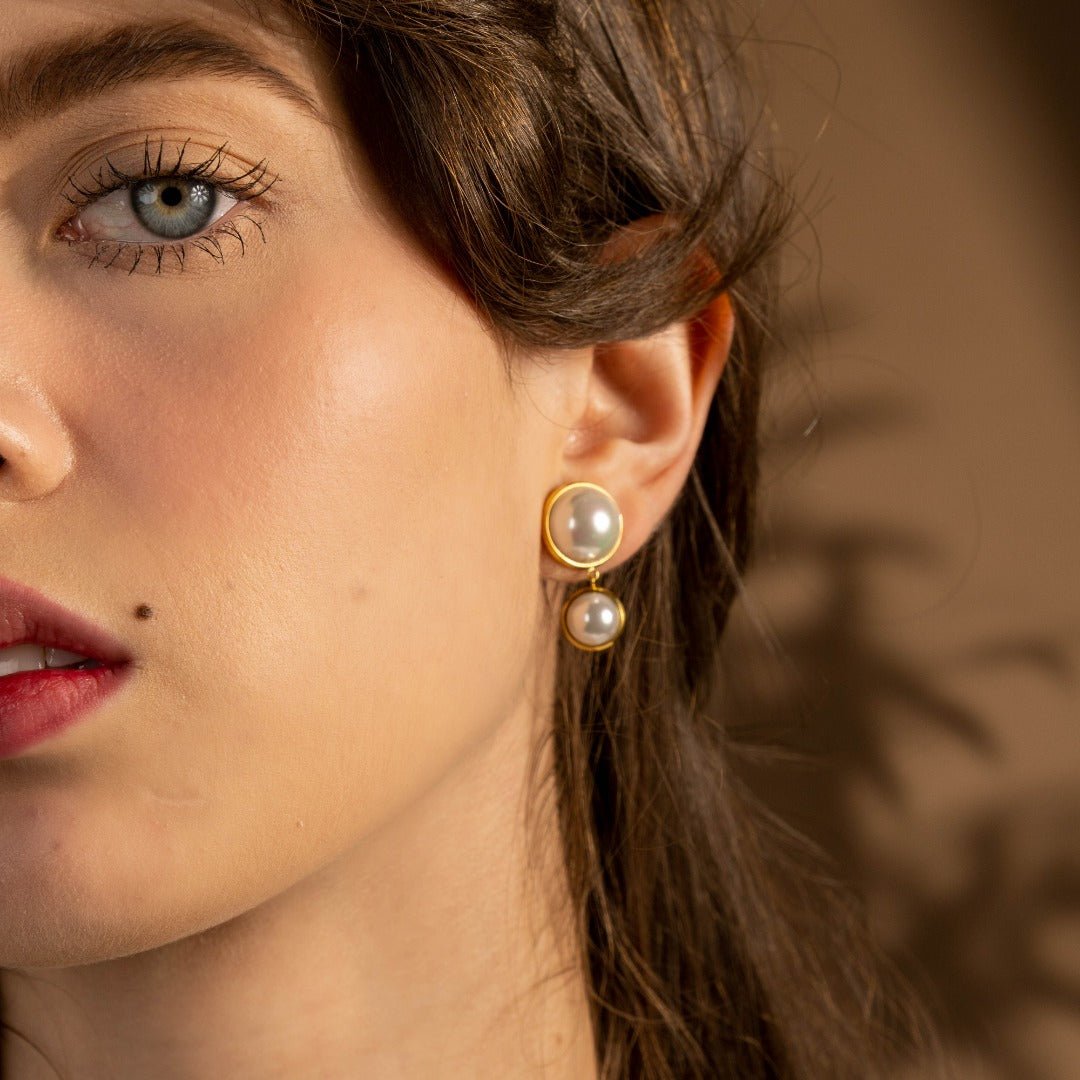 'LEXA' Classic Shell Pearls Earring - Ibiza Passion