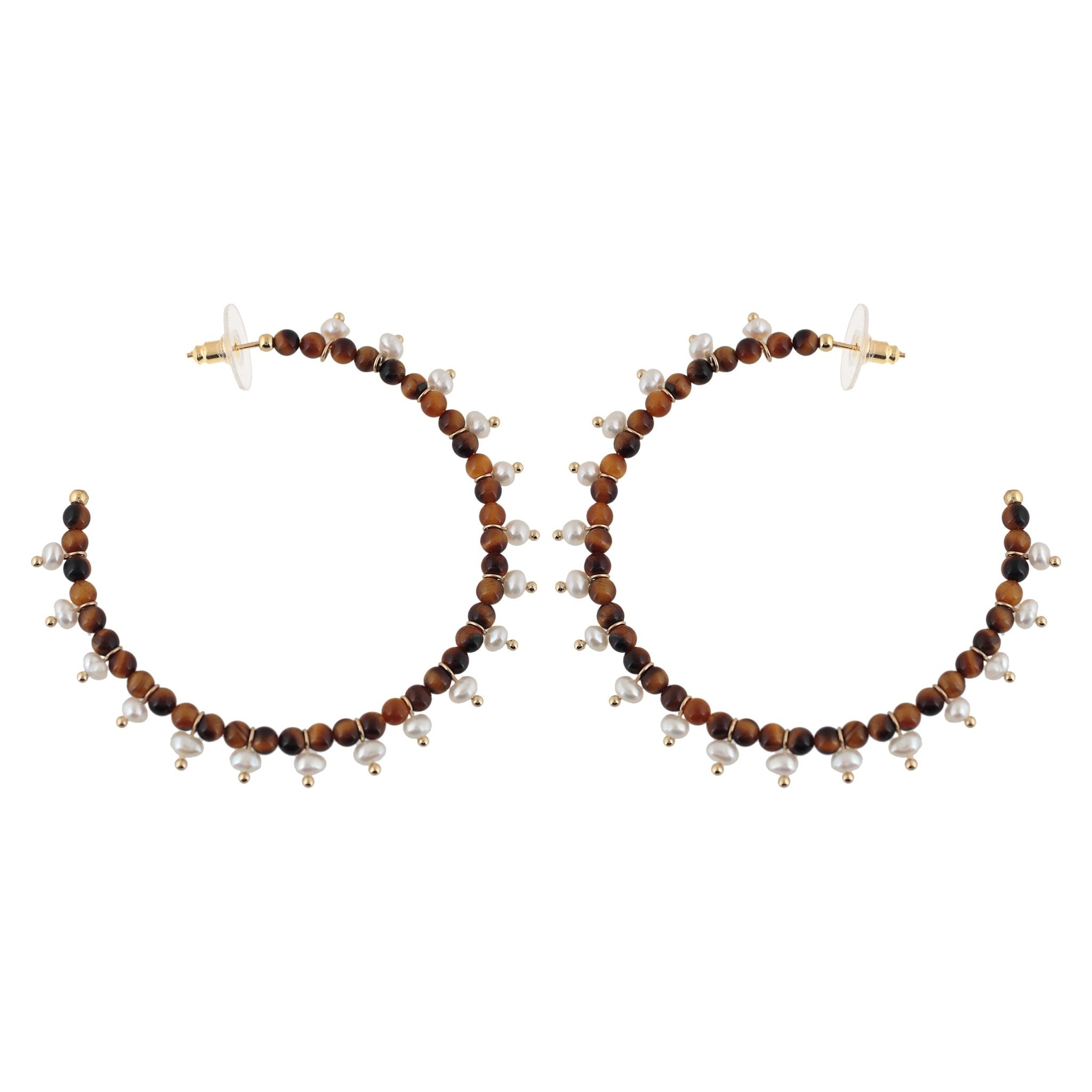 'LYRIO' Stones Hoops with Pearls - Ibiza Passion