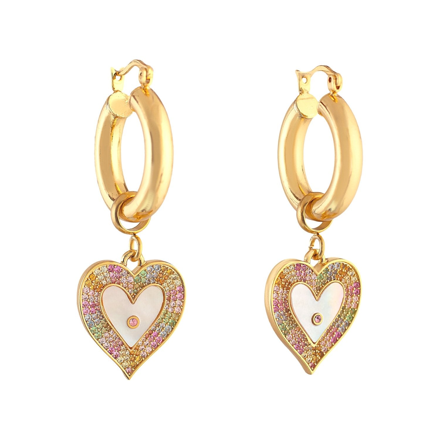 'MAGIC' Mother Pearl Heart Earrings - Ibiza Passion