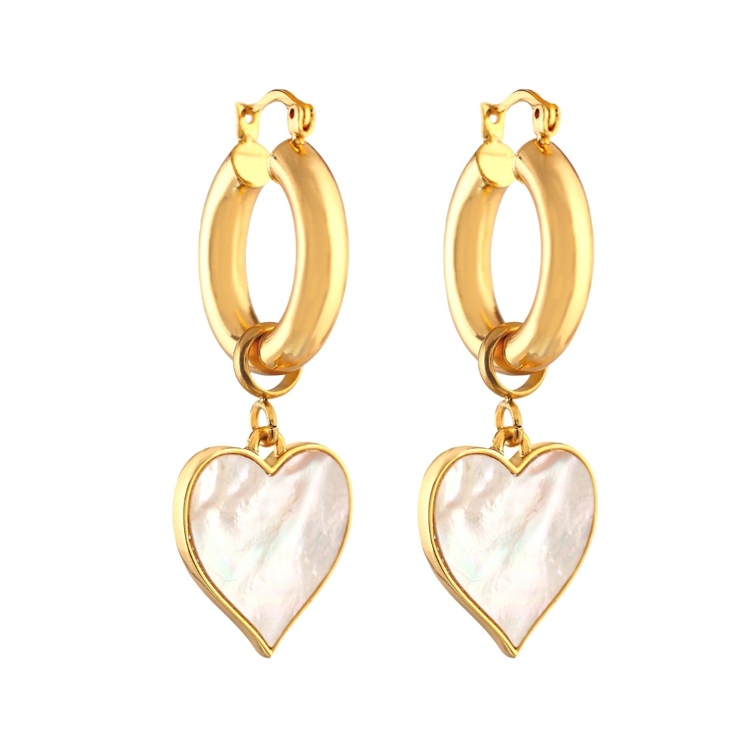 'MAGIC' Mother Pearl Heart Earrings - Ibiza Passion