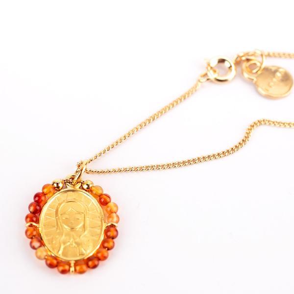 "PREGARE" Young Virgin Mary Necklace -Carnelian- - Ibiza Passion