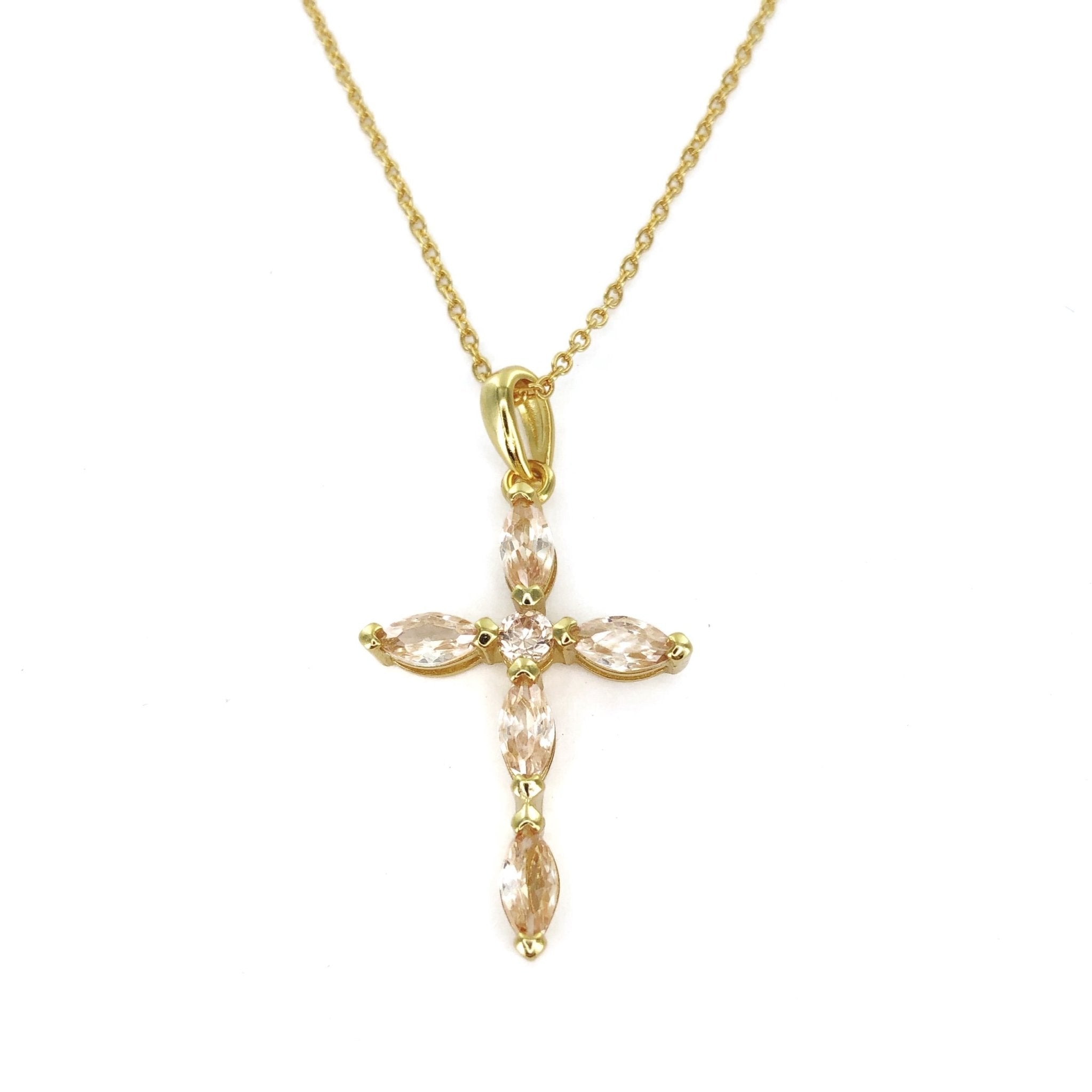 'VIVA' Zircons Cross Necklace - Ibiza Passion